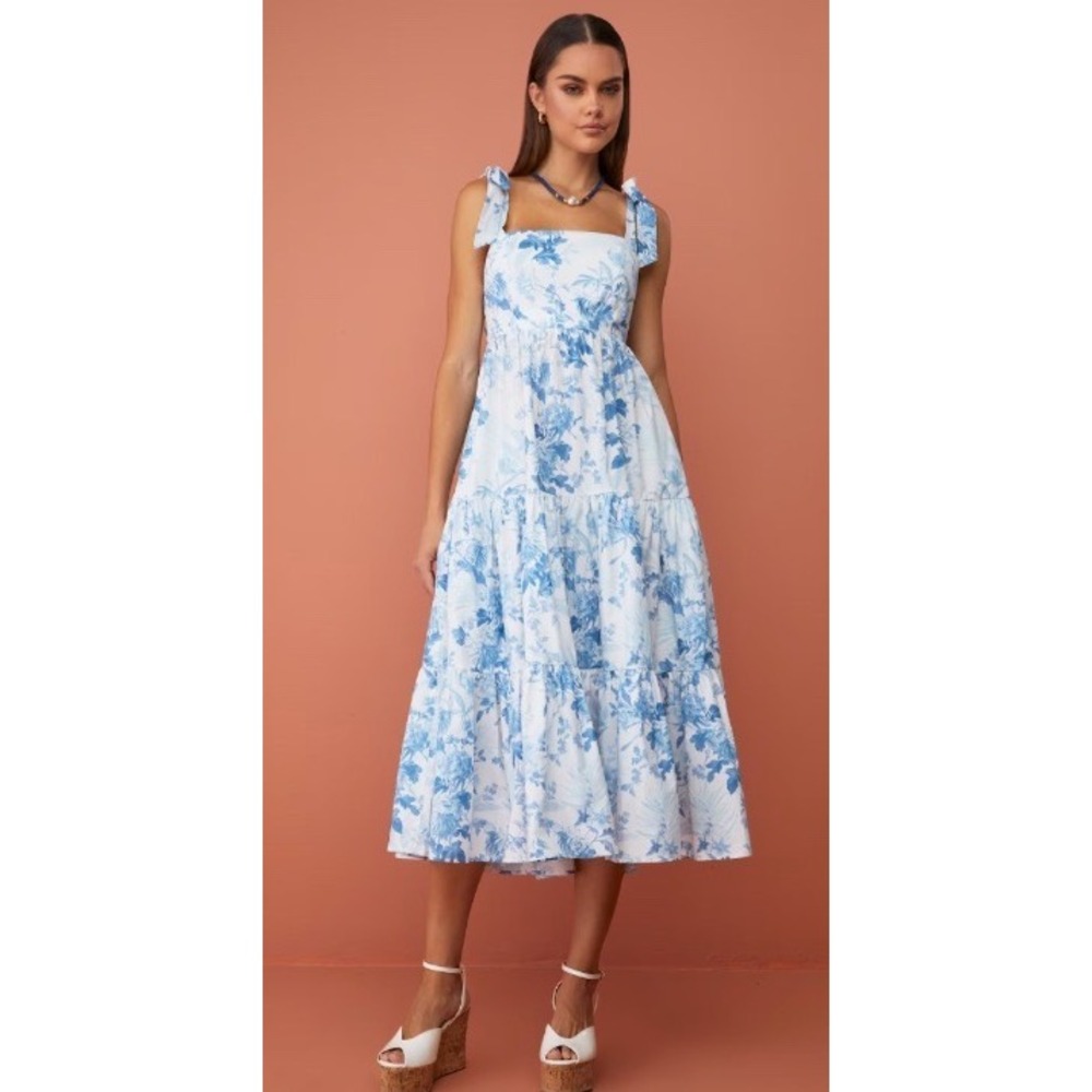 SGNTR The Label Maxi Dress Blue White XS New Without Tags